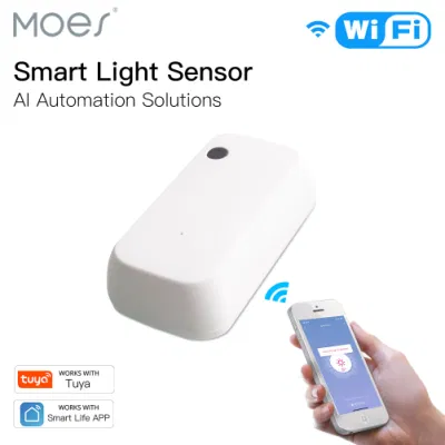WiFi Smart Light Sensor Illuminazione Sensore di illuminazione Rivelatore per Ai Automation 1000lux 12V Max Tuya Smart Life APP Telecomando wireless Moes Alexa
